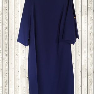 Donna Ricco Navy Blue Off Shoulder Dress